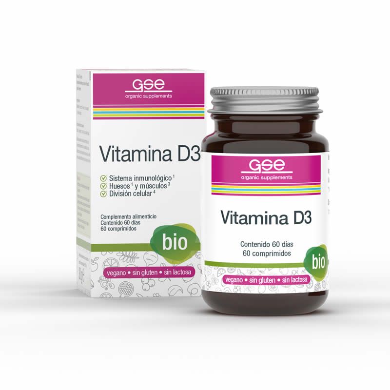 Vitamina D3 BIO - 60 Comprimidos. GSE Organic Supplements