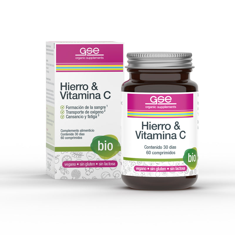 Ferro &amp; Vitamina C - 60 Comprimidos. GSE Suplementos Orgânicos