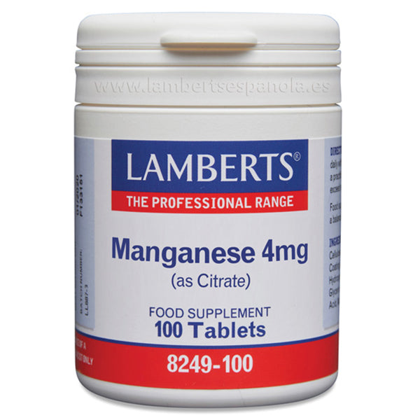 Manganeso 4 mg - 100 Tabletas. Lamberts. Herbolario Salud Mediterranea
